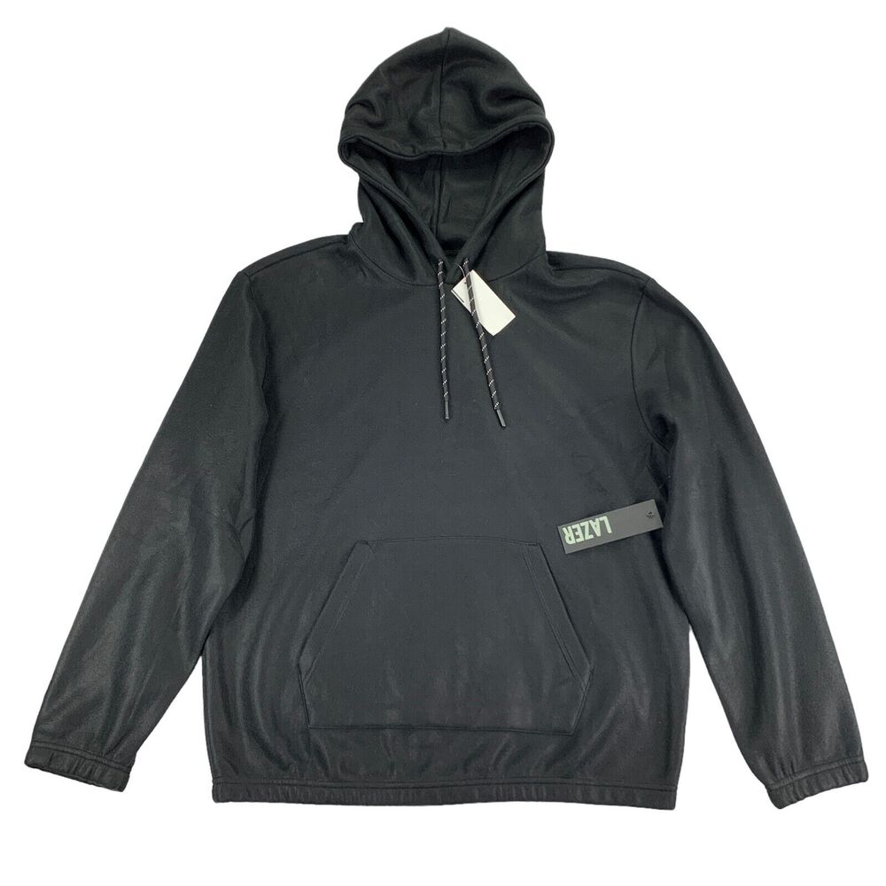 Lazer Mens Polar Fleece Solid Relaxed Fit Pullover Hoodie Black M